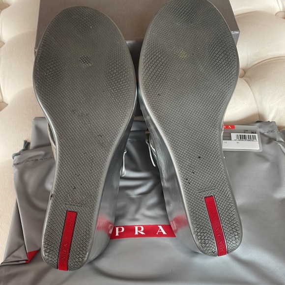 PRADA SILVER WEDGE SANDAL - Picture 6 of 8